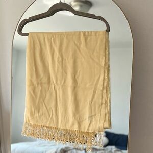 Pashmina Feel Yellow Scarf with Fringe